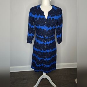 Boden Maisy Corduroy Shirt Dress | Blue Abstract Print | Size 4L